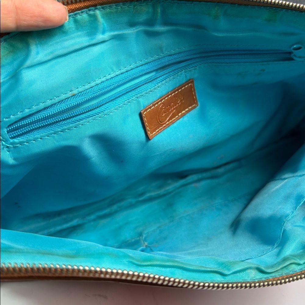 Candie’s Brown Soft Leather Clutch Teal Lined Y2K 90s Vintage Handbag Purse - Picture 4 of 6